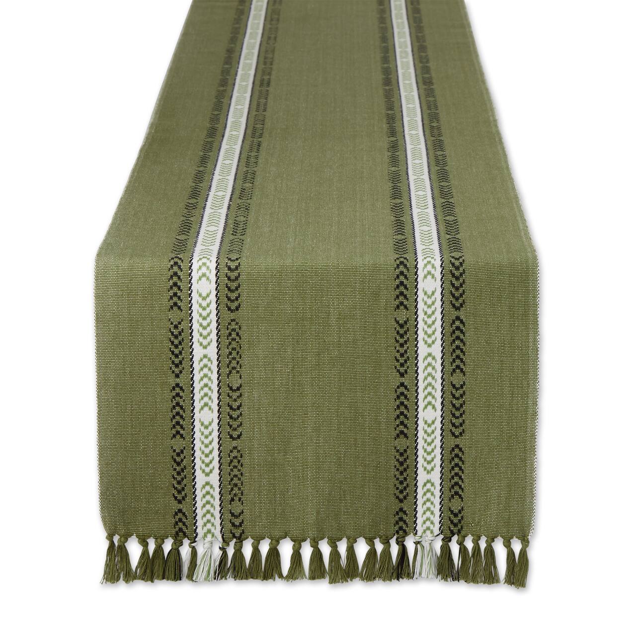 DII® 108" Dobby Striped Fringe Ribbed Table Runner